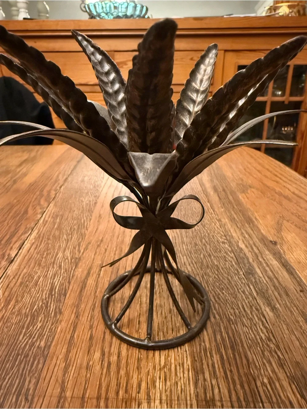 Vintage American Heritage Metal Wheat Sheaf Taper Candlestick Holders